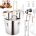 Shine Still 8 GAL 3 Pots Distillery Kit for Alcohol Stainless Steel Copper Tube Complete with Thumper Water Pump Metal Thermometer Fermentation Airlock Distilling for Whiskey, Brandy etc.