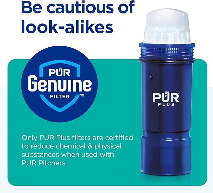 PUR Plus 7-Cup Water Filter Pitcher, Cleaner, Great-Tasting Water, Dishwasher Safe, Powerful, Lead-Reducing Filtration, LockFit Cap Design, Smoke