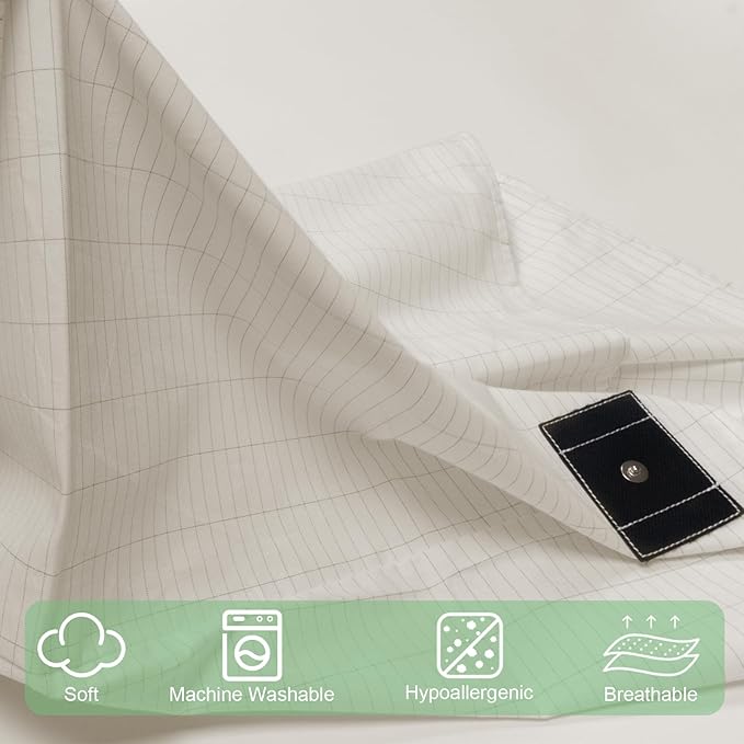Grounding Pillowcase King Conductivity Grounding Pillow Cover for Better Sleep,Silver Fiber Cotton (20 * 36 inch,Cream)