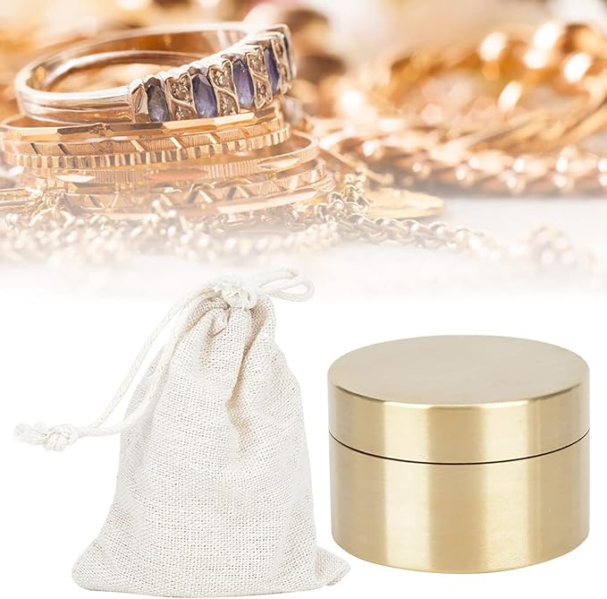 Estink Brass Mini Container, Outdoor Round Shape Brass Box Metal Jewelry Sealed Container Proof Storage Box for Pills Tea Leaves Jewelry (M)