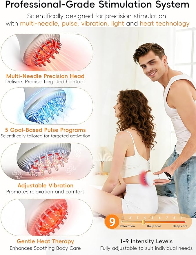 Lymphatic Drainage Massager for Body Sculpting & Cellulite – Body Sculpting Machine & Anti Cellulite Massage Tool for Stretch Marks with 4-Color Light, Pulse, Heat & Vibration for Waist, Legs & Arms
