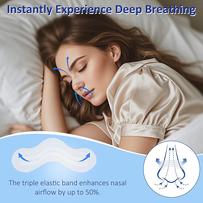 Nasal Strips for Snoring - Extra Strength Nose Strips for Breathing (60 ct), Clear Nose Tape for Sleeping and Sports, Nasal Congestion Relief, Oil & Sweat Proof