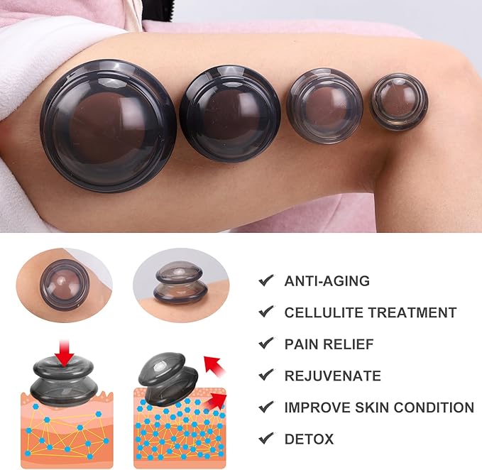 Silicone Cupping Therapy Set, Professional Studio and Home Cupping Set Massage Therapy Cups, Chinese Massage Cups for Cellulite Reduction Cupping Kit,Muscle and Joint Pain Myofascial Cupping Massager