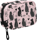 Fustylead Black Silhouette Cats and Star Hearts Travel Pill Organizer Bag with Zipper Small Pill Box 7 Day Pill Case for Purse Storage Weekly Vitamin Medicine Supplement