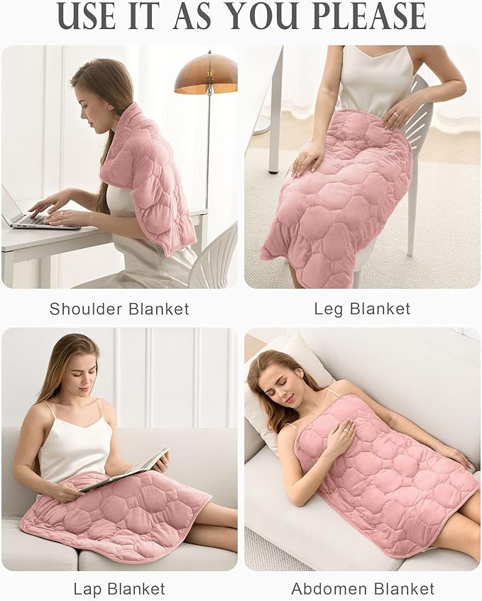 Weighted Lap Blanket 7lbs, Cozy Luxury Crystal Velvet Weighted Blanket for Adults, Small Weighted Blanket for Relaxation, Sleeping, Travel, Dull Pink, 29" x 24"