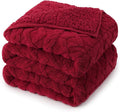 15 lbs Weighted Blanket for Adults, Dual Sided Soft Fuzzy Sherpa Weighted Blankets Full Size with Jacquard Pattern, Cozy Winter Weighted Blanket for Sofa Bed, Ceramic Beads, 48 x 72 inches, Red