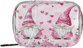 Travel Pill Case Gnomes with Roses Flowers Weekly Small Pill Box 7 Day Pill Box Pill Organizer Bag