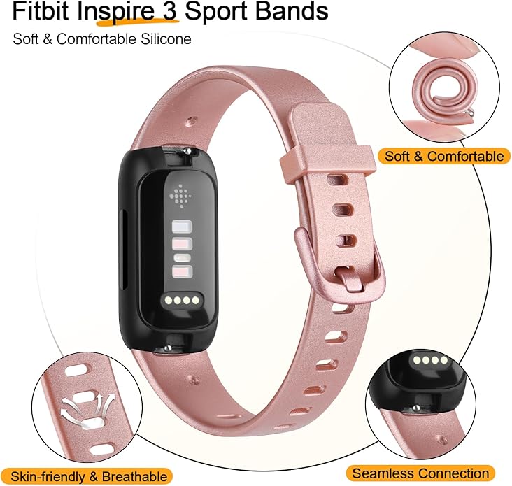 AK Band Compatible with Fitbit Inspire 3 Bands for Women Men, Adjustable Replacement Sport Wristbands Straps for Fitbit Inspire 3 Fitness Tracker