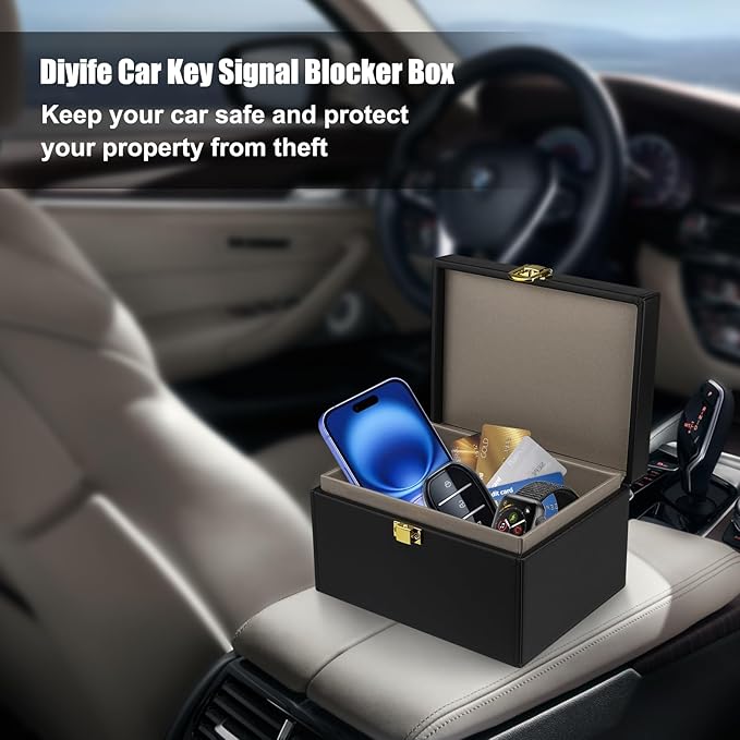 Diyife Faraday Box, [8-12 Car Keys Capacity] Large Capacity Faraday Cage for Car Key, RFID Signal Blocking Box Key Fob Protector Anti Theft Car Signal Blocking Box for Car Keys, Phones