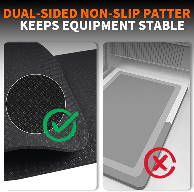 2 Pack Double Non-Slip Workout Mat for Ellipse Leg Exerciser, 23.6" × 11.8" 0.2" Thick Ellipse Machine Mat, Exercise Mats for Under Desk Ellipticals