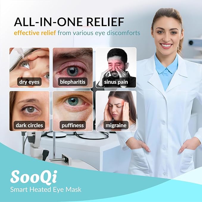 2026 Rechargeable Heated Eye Mask - Cordless, Weighted Compress for Dry Eyes, Eye Fatigue, Sleep & Travel