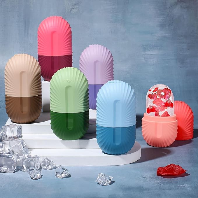 Ice Roller for Face and Eye, Silicone Ice Facial Roller Ice Holder, Face Ice Mold Skin Care, Face Icers Reusable Ice Cube Roller for Shrink Pores Anti Wrinkle Reduce Puffiness, Green