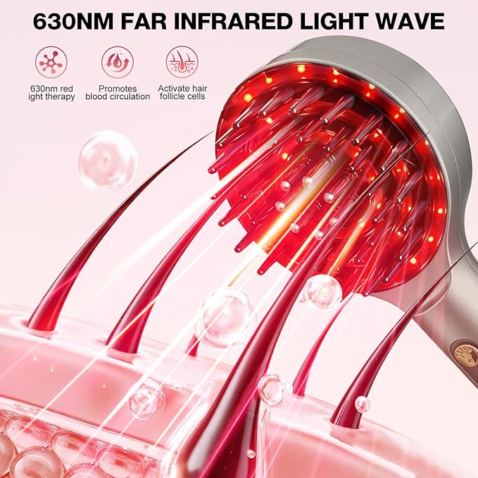 3 in 1 Scalp Massager Hair - 360° Hair Oil Applicator Electric Scalp Massager IPX7 Waterproof for Home & Travel(Silver)