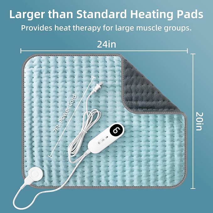 Heating Pad XXL for Back Pain Relief, Heated Pad for Neck/Shoulders/Legs/Knees/Feet/Cramps, Heat Pads for Women, Birthday Mothers Day Gifts for Mom Wife Grandma Her, 6 Heat Settings, Auto-Off, 20"x24"