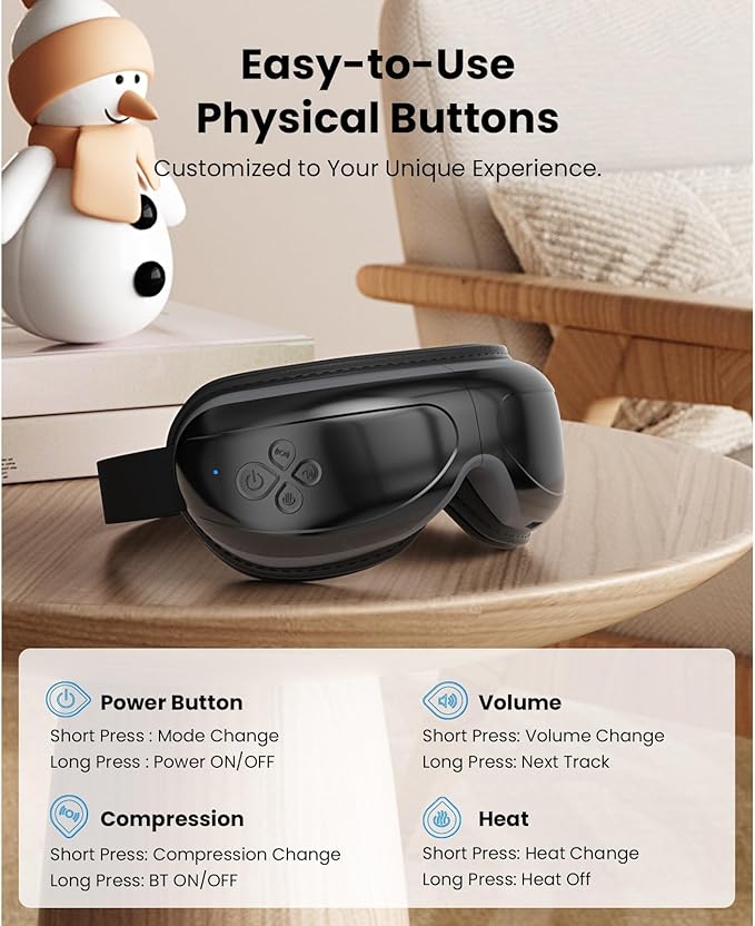 BOB AND BRAD Eye Massager with Heat Compress, EyeOasis 2 Eye Massager with Heat for Dry Eye Relief, Temple Massager for Migraine Relief, Electric Headache Massagers for Stress Relief