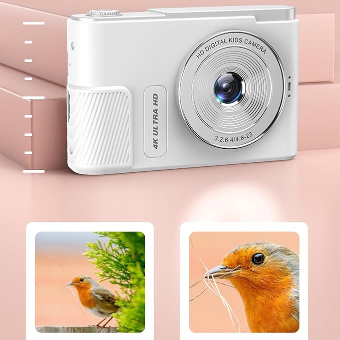 Dpofirs Digital Camera 48MP 4K Vlogging Camera with 2.4 Inch Screen 16X Digital Zoom Compact Camera for Teens Beginner Adult (White)