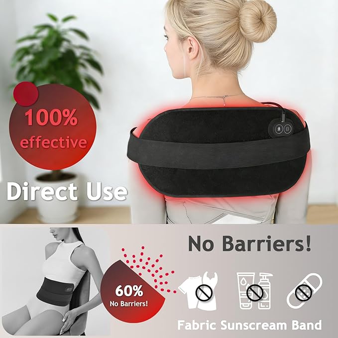 Red Light Therapy Pad for Body, 660nm & 850nm Light Therapy Wrap with Dual Straps, 5-Level Adjustable Heating for Back Waist Shoulder Knee,Portable Red Light Belt(Plug-in Version）