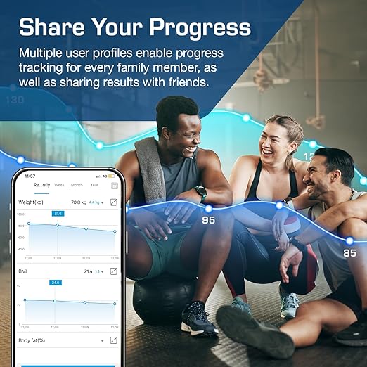 Active Era Digital Bathroom Bluetooth Scales Weight and Body Fat - Fit Track Scale Calculates BMI, Body Fat Percentage, Muscle Mass - Apple Health, Google Fit & Fitbit Compatibility (Black)