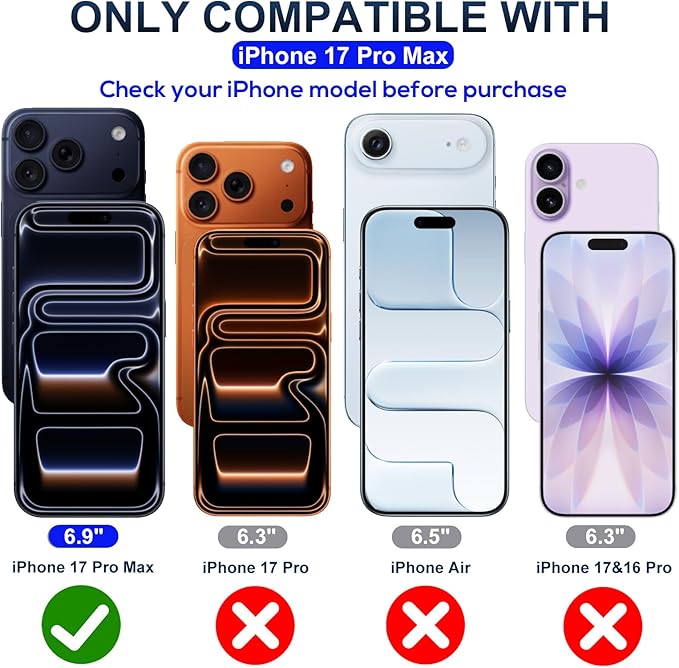 Blue Light Screen Protector for iPhone 17 Pro Max(6.9 inch) Anti Reflective 9H Hardness Shatterproof HD Tempered Glass Easy Install Stain-resistant Touch Sensitive Scratch Resistant, 2 Pack