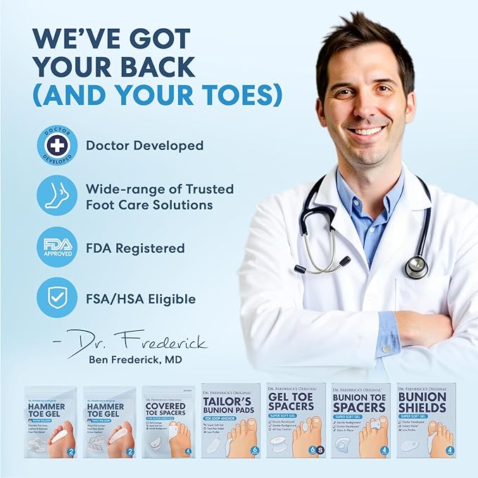 Dr. Frederick's Original Gel Toe Tubes 12 Piece Variety Pack - Small, Medium and Large Sizes - Toe Protectors & Separators for Calluses - Blisters - Corns