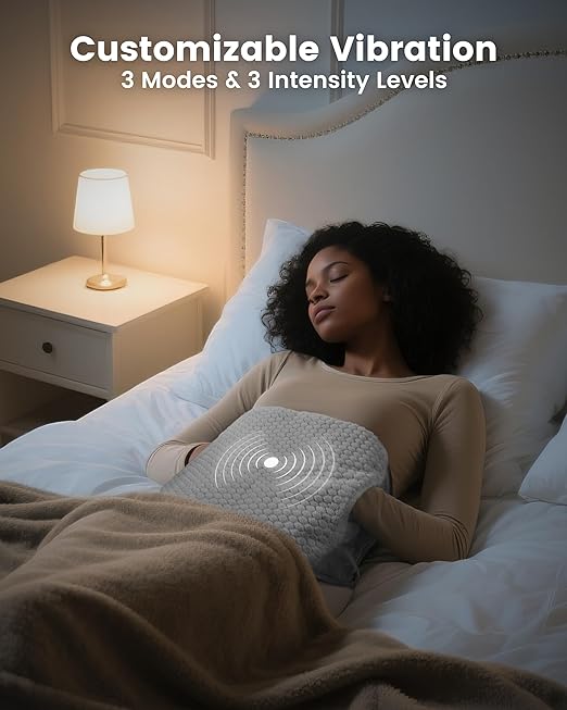 COMFIER Heating Pad with Massager for Back Pain,Extra Large Size Heating Pads for Cramps,Auto Shut Off,Wired Heated Waist Belt with 3 Vibration Modes,Grey
