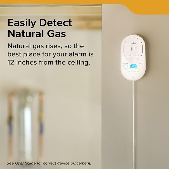 Kidde Carbon Monoxide + Explosive Gas, Natural Gas & Propane Alarm, Plug-in with AA Battery Backup, Digital Backlit Display, 85 dB Alarm, Rotating Plug, LED Status Indicators, 5th Edition, COPDLG