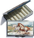 Lissom Design Pill Boxes - Small Pillbox for Purse or Pocket, Travel Organizer for Medicine or Jewelry, 7-Compartment, Wild Mustangs