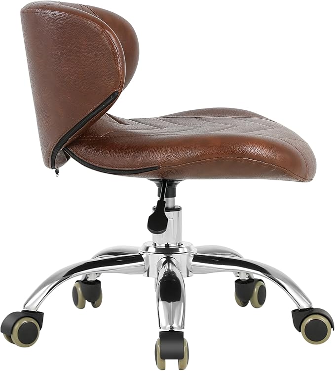 Pedicure Stool Hydraulic Height Adjustable with Back Support for Nail Salon Manicure Tech Pedicure Spa (Brown)