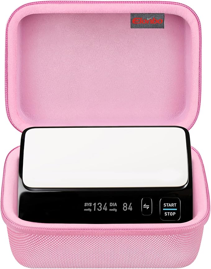 Elonbo Carrying Case for OMRON Evolv Bluetooth Wireless Upper Arm Blood Pressure Monitor, for OMRON Evolv BP7000 Portable One-Piece BP Monitor Storage Holder, Pink