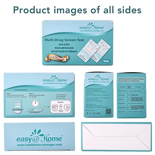 Easy@Home Multi-Drug Screen Test: Check for Buprenorphine (BUP), Cocaine (COC), Morphine (MOR), Methadone (MTD), Oxazepam (BZO), Oxycodone (OXY) -#EDOAP-865 (6 Pack)