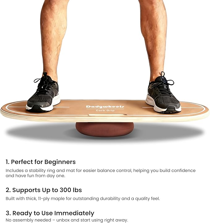 Standing Desk Balance Board - Lightweight & Portable 28"x13" Wobble Board for Active Standing, Improving Balance & Core Strength at Office or Home