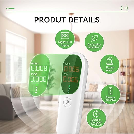 Air Quality Monitor,Indoor Formaldehyde Detector, TVOC Tester for Indoor Air Pollution Detection - Confined Space Test Air Quality for Home,Office and Various Occasion (Black)