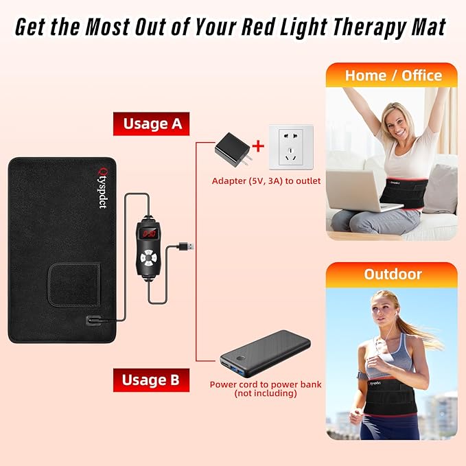 Red Light Therapy for Body, 660nm 850nm 20" LED Large Infrared Redlight Therapy Pad Belt Wrap for Neck Shoulder Back Knee Muscle