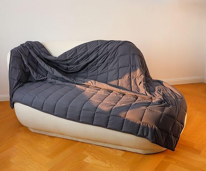 Weighted Blanket(60''x80'' 20lbs,Queen Size),Adults Heavy Blanket with Premium Cozy Cotton and Natural Glass Beads,Dark Grey