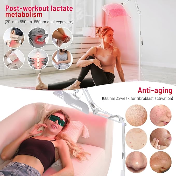 Red Light Therapy for face body-660nm 850nm Infrared light therapy panel with Stand for home use,Timer function,Adjustable Head,red light therapy panel for body and face,gift idea for men women