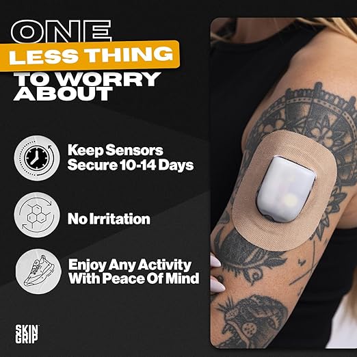 Skin Grip Insulet Omnipod 5 Adhesive Patches Waterproof & Sweatproof (Also Fits Omni pod Dash), Pre-Cut Medical Tape, Ultimate Insulin Pump Protection, Diabetic Sensor Covers, 20-Pack, Tan