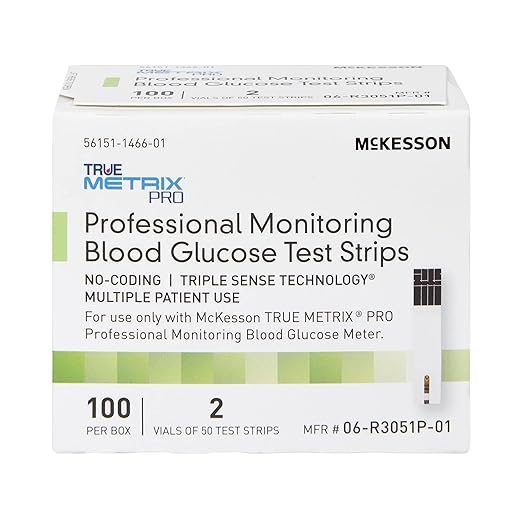 McKesson True METRIX Blood Glucose Test Strips for Diabetes Professional Monitoring System, Multiple Patient Use (100 Count (Pack of 1))