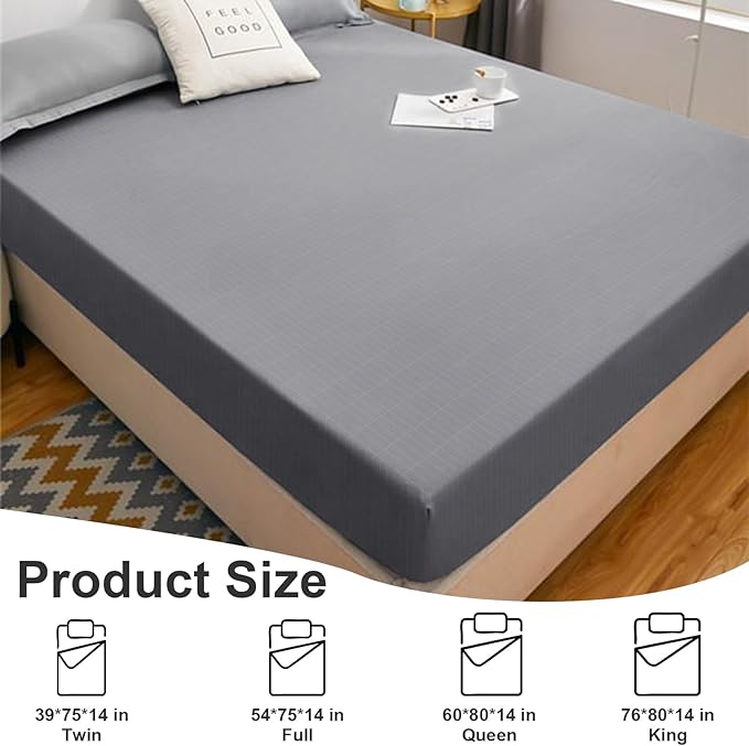 Grounding Sheets,Twin Fitted Sheet with Grounding Wire for Better Sleep,90% Organic Cotton 10% Pure Silver,Earth Connected Bed Sheets(Gray, 39 * 75 * 15inch)