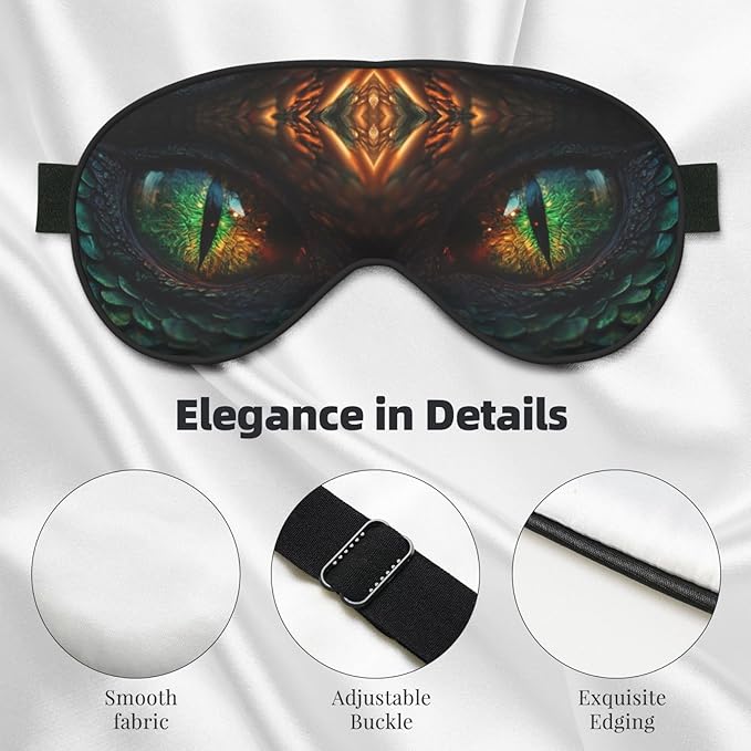 Dragon Eye Sleep Mask Eye Mask with Adjustable Strap Eye Sleep Shade Cover Blocks Light for Women Men Airplane Travel Nap