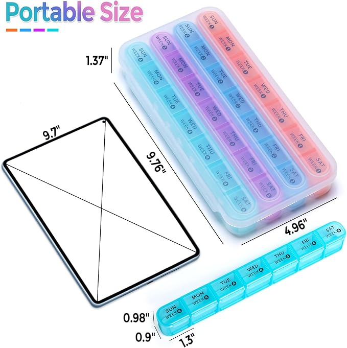Zoksi Monthly Pill Organizer 28 Day 1 Time a Day, Large 4 Weeks Pill Box Organizer, Dust-Proof One Month Pill Case, Travel Medicine Organizer Monthly, Portable Pill Container for Vitamins and Meds