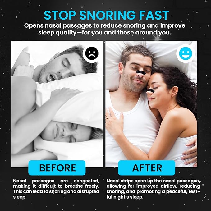 Nose Strips for Breathing (40 Count) - Oil & Sweat Proof Adhesive - Nasal Strips for Snoring - Intake Breathing & Athletic Performance - Extra Strength - Day and Night use.
