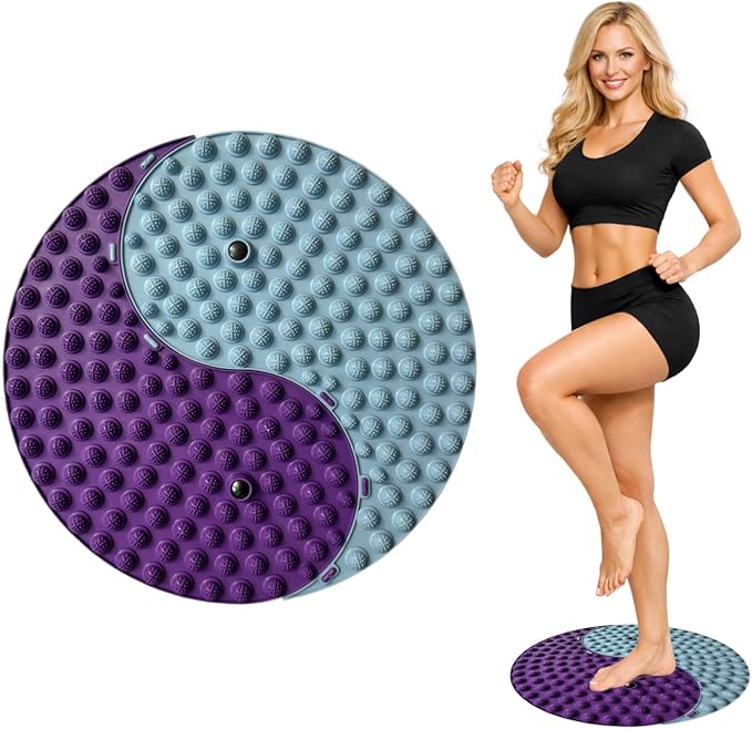 Foot Massager Mat, Yinyang Balance Tai chi Bagua Pattern with Magnetic Therapy, Acupressure Reflexology Mat for Daily Foot Relaxation and Pain Relief, Purple and Blue