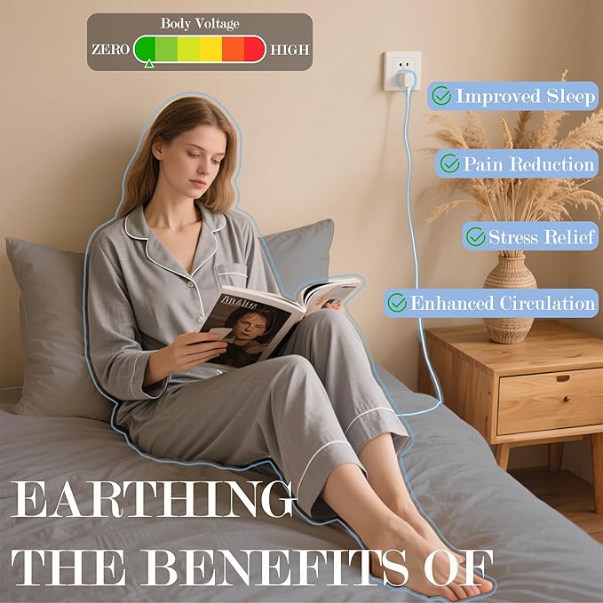 Ali King Grounding Sheets - Twin Size, Soft Cotton with Silver Fiber, 15'' Deep Pocket Earth Grounding Fitted Bed Sheets for Improved Sleep (Light Gray, Twin 39''*75''*15'')