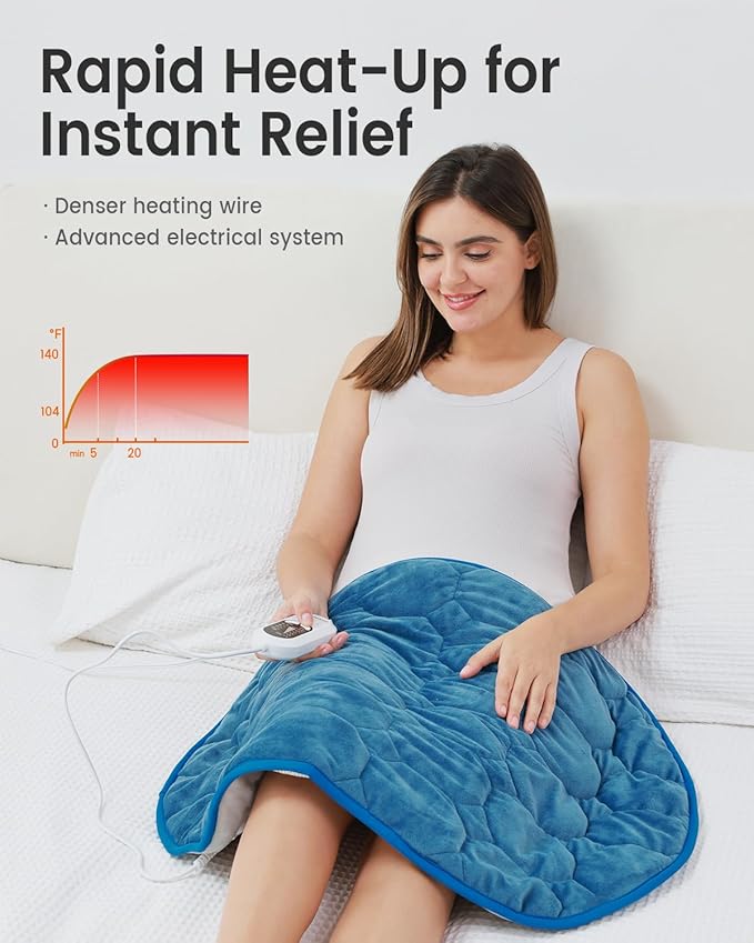 immtree Weighted Heating Pad for Deeper Pain Relief, 5lbs XXXL Size(29x24) with Fast Heat Technology, Heated Blankets, Relief for Back Shoulder and Knee, for Women Adults, Blue