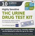 Exploro Marijuana Urine Drug Test Kit (10 Pack) - THC Tests for Home Use - Weed Detox Testing Kits with 50ng/ml Cutoff Level, Ease of Use