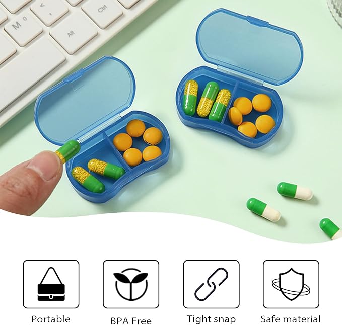 24PCS Pill Case Organizer Pocket Small Pill Holder, Daily AM & PM containers, Medicine Holder, Ideal for Medication, Vitamin, Supplement, Perfect for Travel, Ideal for Purse