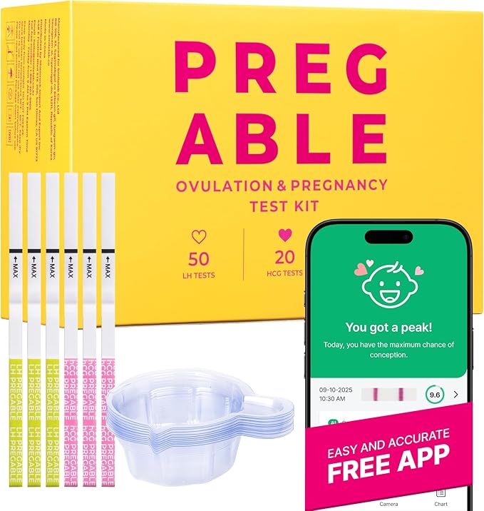 Combo Kit: 50 Ovulation Tests, 20 Pregnancy Tests & 70 Cups, Free Tracker app, SmileReader, OPKs, HPTs (50LH + 20HCG + 70CUPS (Pack of 1))