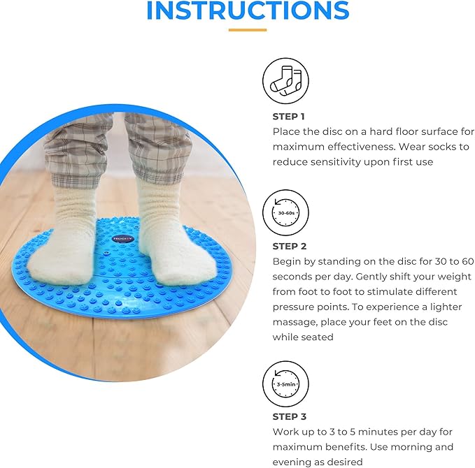 Daiwa Felicity Foot Massager Mat - Reflexology Mat with Magnetic Therapy Acupressure Disc - Ergonomic Acupressure Mat for Feet Relaxation, Pressure Point Pad - (Blue)