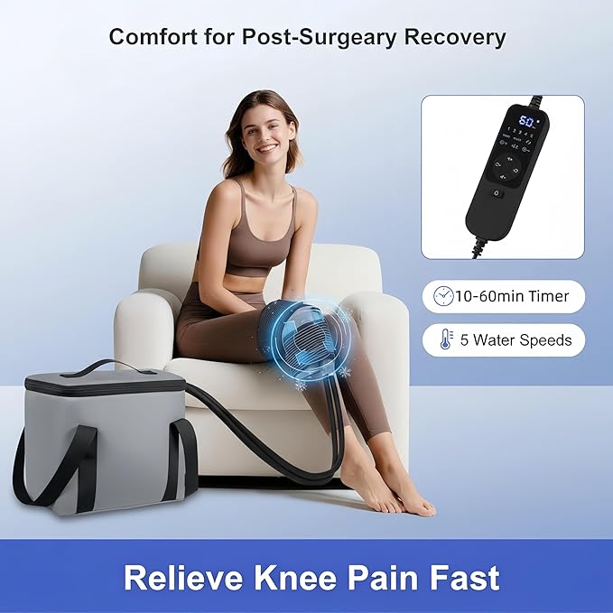 2026 Upgraded Ice Machine for Knee After Surgery, Portable Cold Therapy Machine with Timer, Silent Pump, Pain Relief System, Comfort Pad for Knees Waist Elbows Hip and Ankle, Dad Gifts & Mom Gifts