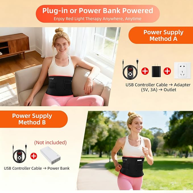 Red Light Therapy for Body, 20" Large 660nm 850nm LED Near Infrared Redlight Therapy Pad Belt Wrap for Neck Knee Shoulder Back Stomach Muscle